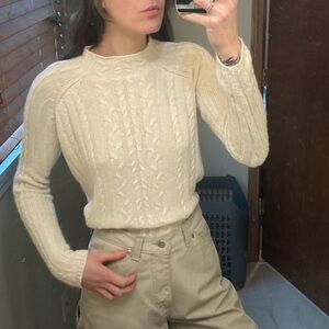 Y2k white cable knit sweater